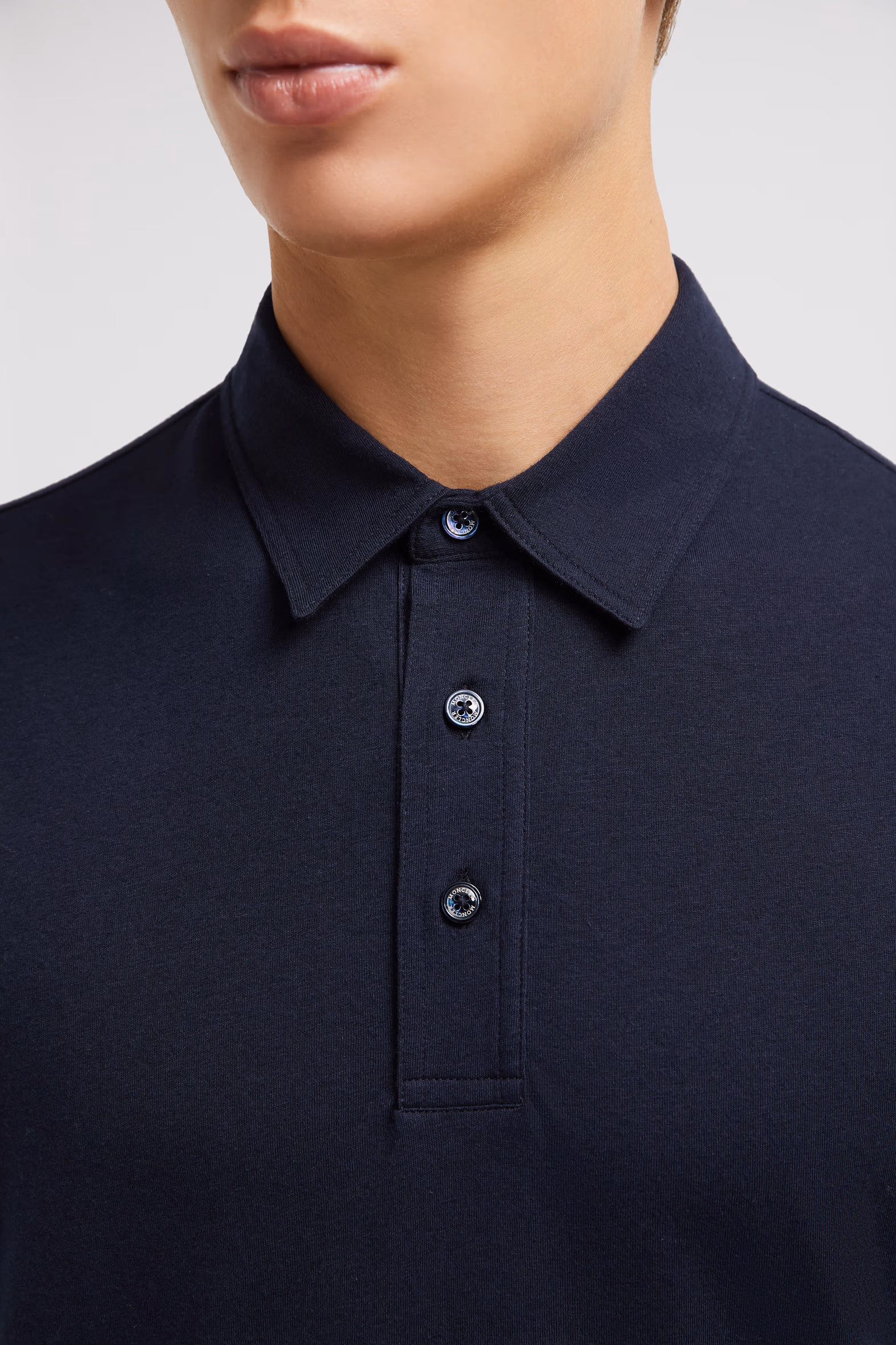 Cotton & Cashmere Polo Shirt Men Night Blue Moncler 6
